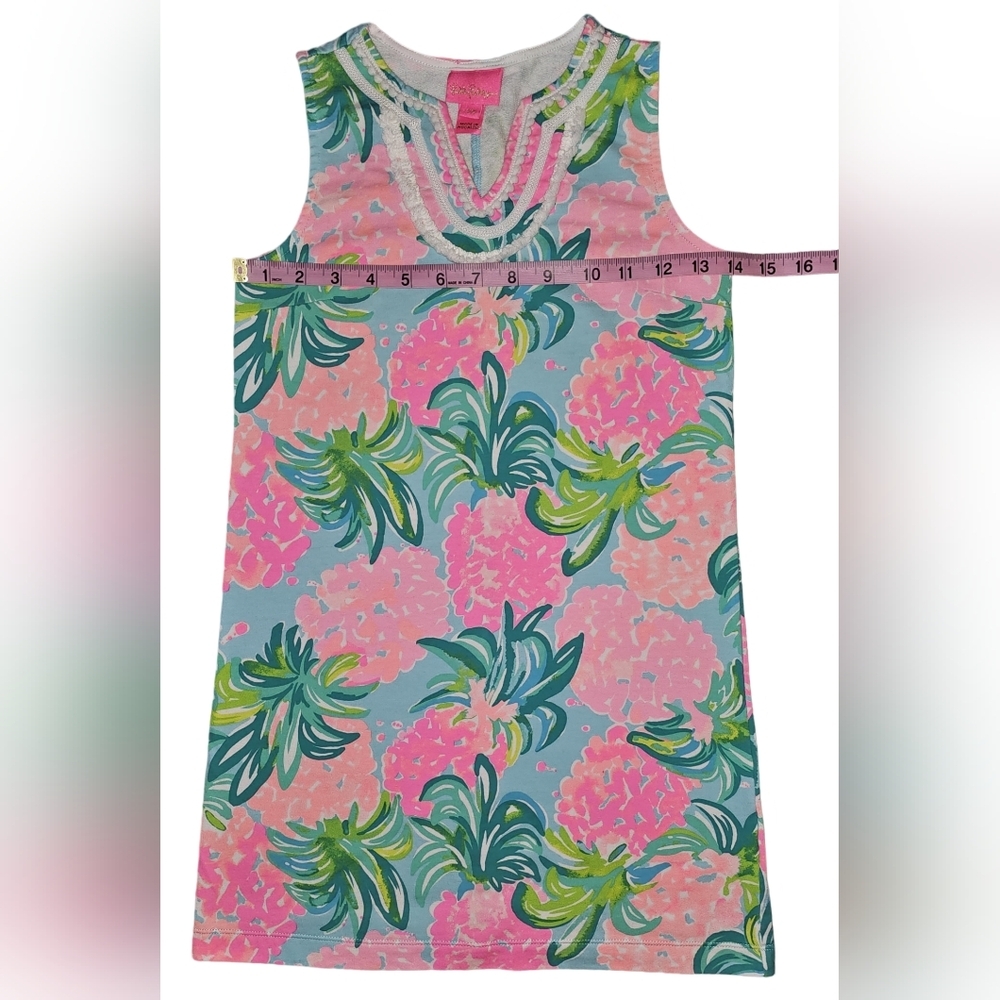 Lilly Pulitzer Girls Mini Harper Dress Blue Ibiza Pineapple Print Sz L 8-10 - Picture 7 of 13